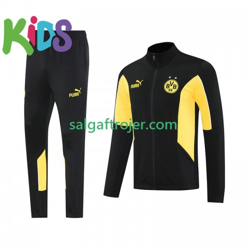 Borussia Dortmund Børn Sort Træningsjakke Dragt 2025/26 Borussia Dortmund Børn Sort Træningsjakke Dragt 2025/26